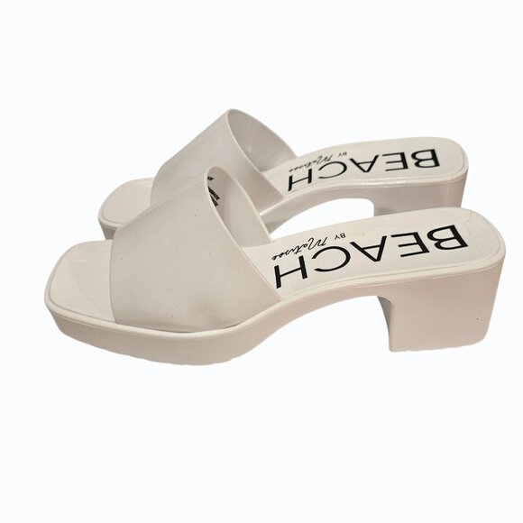 Matisse Beach White Wade Heeled Sandals Size 9M EUC 2.25" Heels - Picture 4 of 12